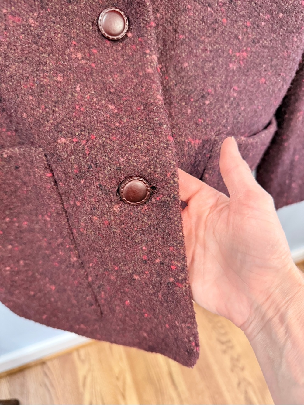 Liz Claiborne Tweed Wool Jacket Plum Maroon - Picture 3 of 10
